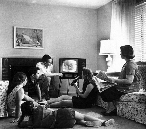 Family watching television 1958