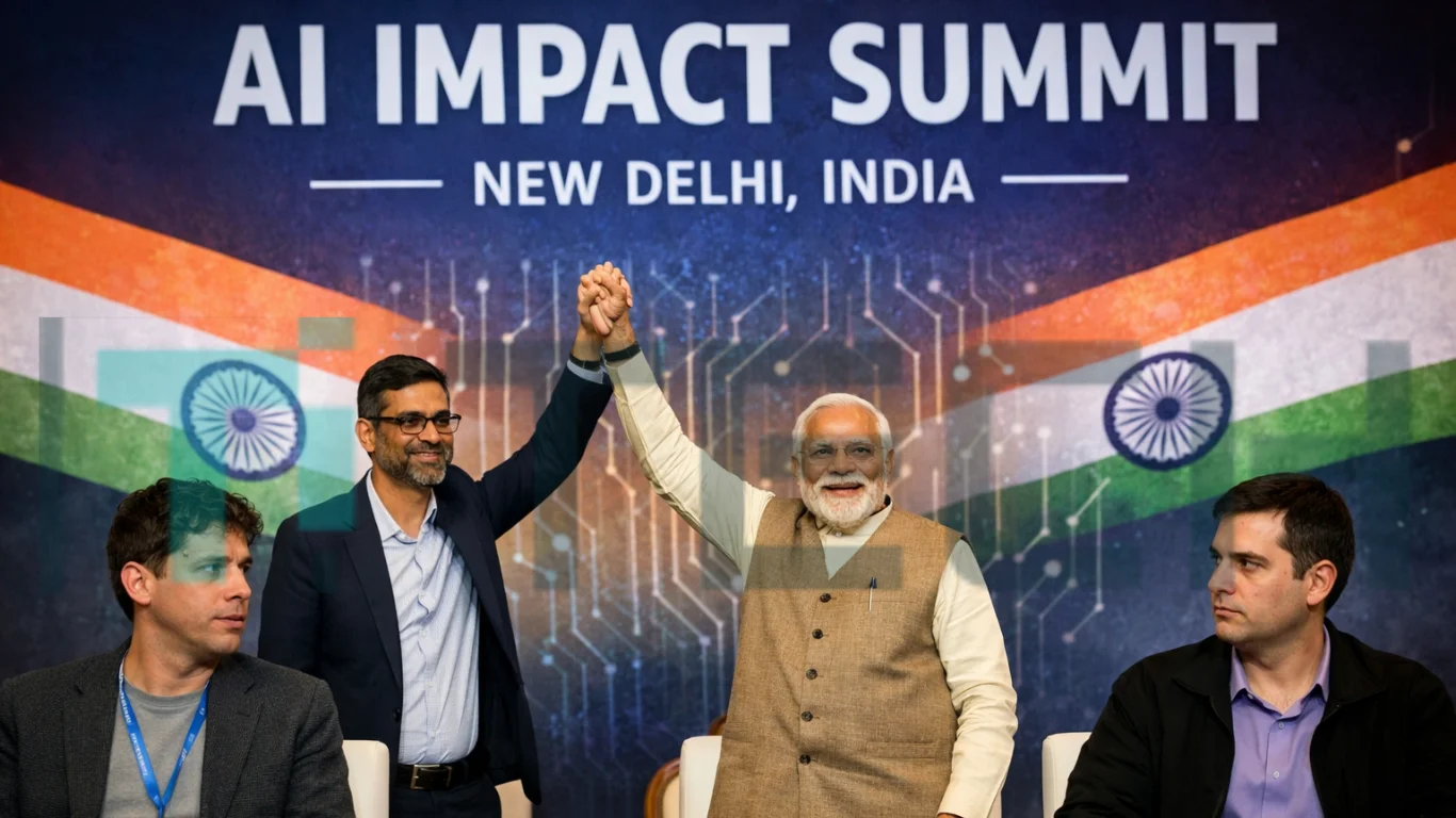 Modi AI Summit Turns Awkward for Altman and Amodei